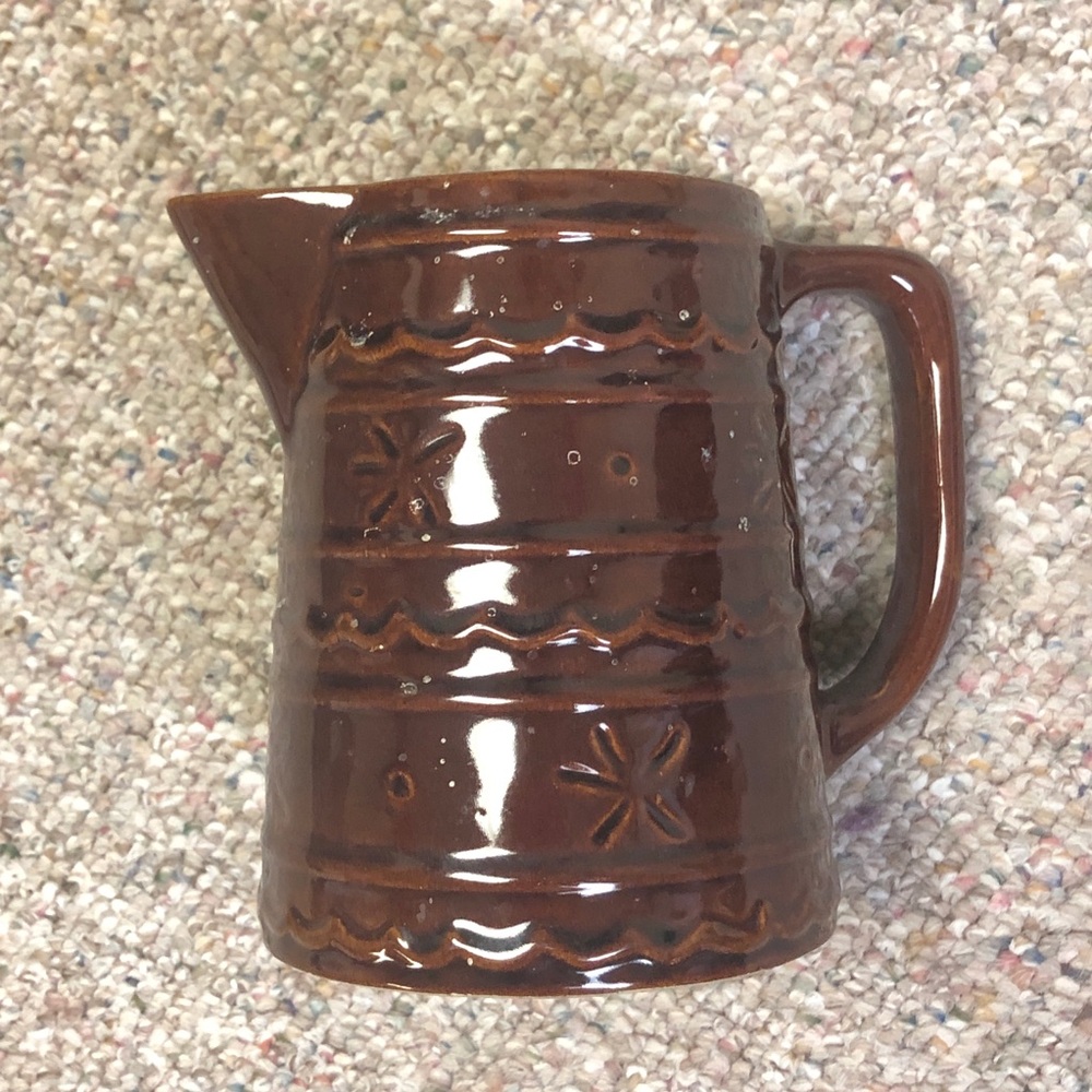 Vintage Brown Drip Ceramic Pitcher
